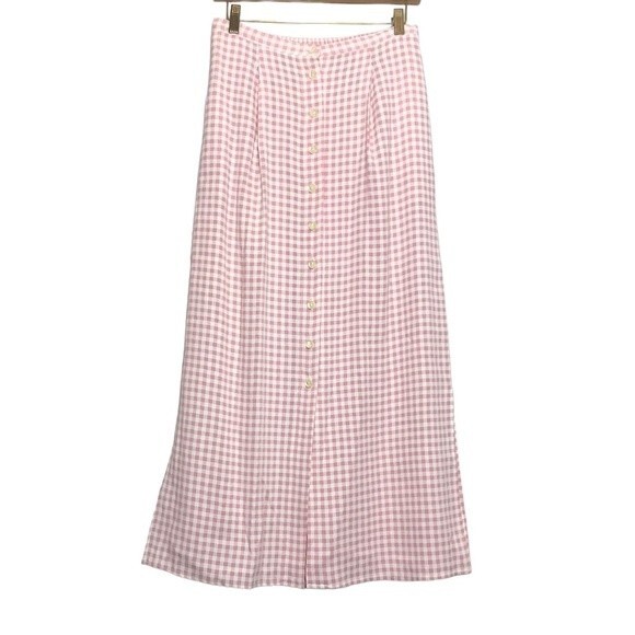 VINTAGE Gingham Plaid Midi Maxi Skirt medium - Picture 2 of 10